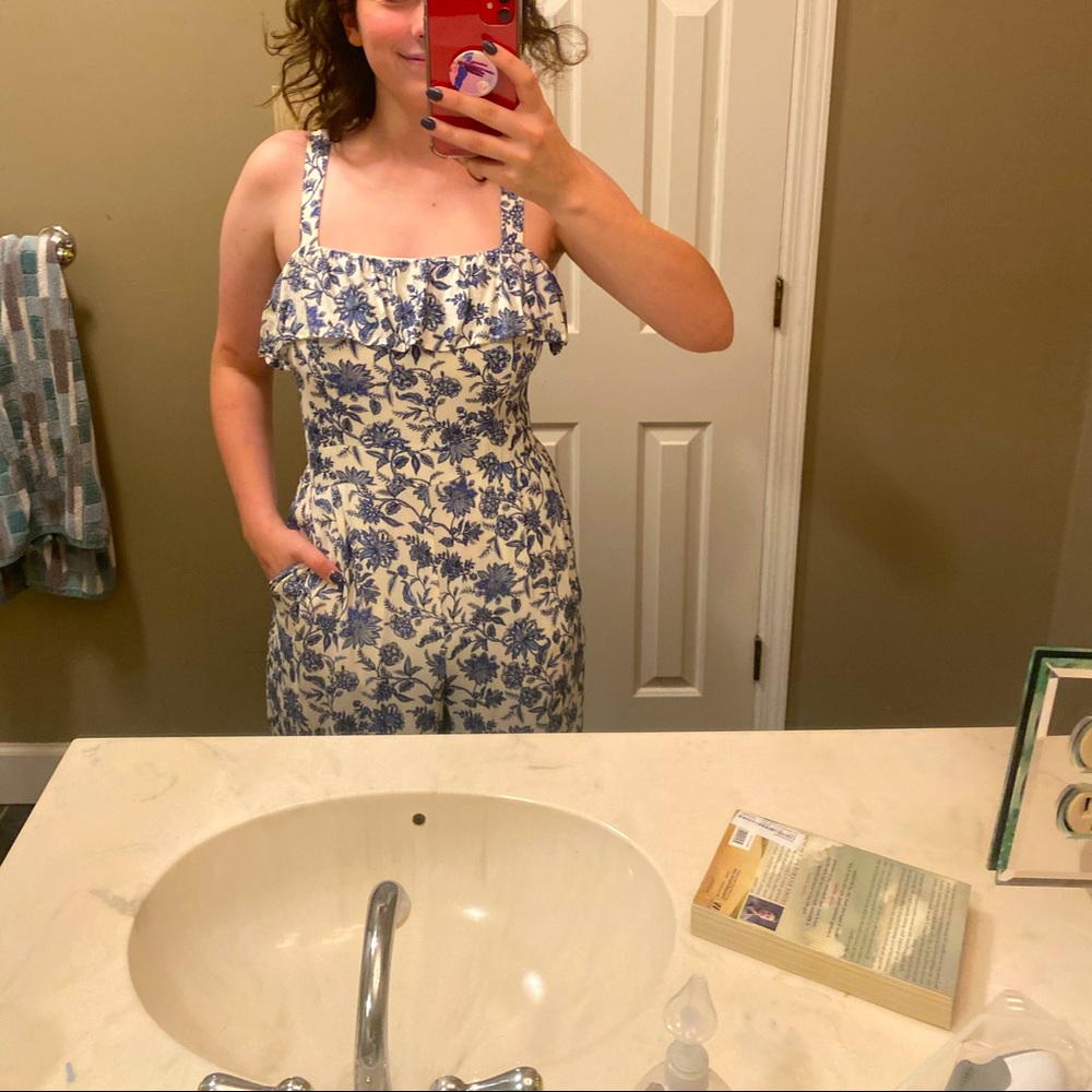 LOFT blue and white flower jumper